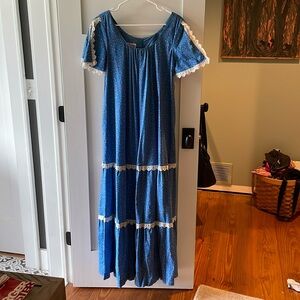 Vintage Hilda Hawaii Prairie Maxi Dress